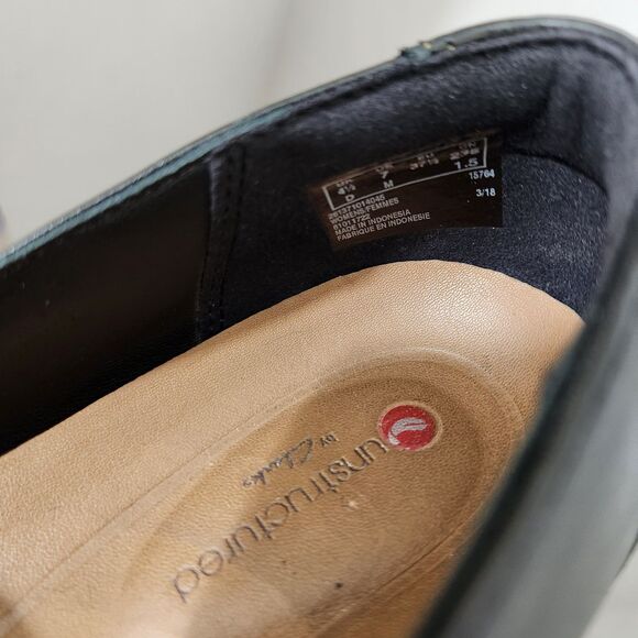 Clarks Unstructured Women 7 Black Leather Juliet Gem Slip On Flats - Picture 8 of 10